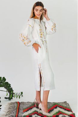 Жіноча вишита сукня White 3 UKR-4187, XL, льон