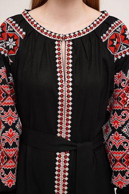 Гурт. Вишита жіноча сукня чорного кольору (DB-grt-0021), S, льон