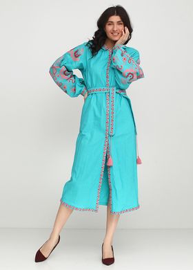 Плаття лляне з довгим рукавом в стилі Бохо (gpv-10-04), 40, льон, тіар