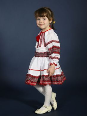 Симпатичний вишитий костюмчик білого кольору з рубашечної тканини для дівчаток та жінок (gk-81-63), 26