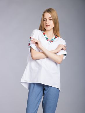 Красивая женская вышитая блузка (gbv-44-01), 40, домотканое полотно, лен