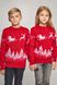 Красные парные вязаные детские свитера с оленями (UKRS-6627-6627), шерсть, акрил