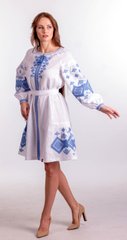 Жіноча лляна біла сукня з вишивкою (FM-5029), XS, льон