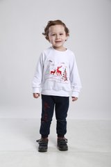Свитшот для мальчика "Зимний праздник" белый с красной вышивкой (SMd-872-201-Tr), 152, трикотаж