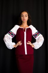 Комплект украинской одежды женской юбка трикотажная и вышитая блузка (ЛА-18), 42