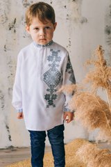 Біла сорочка з довгим рукавом для хлопчика (S-129-01-d), 26, льон
