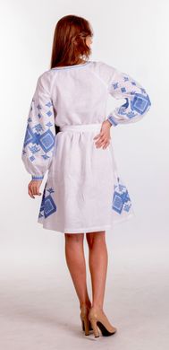 Жіноча лляна біла сукня з вишивкою (FM-5029), XS, льон