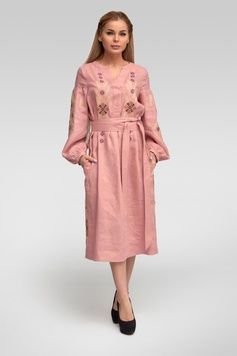 Жіноча вишита сукня Amaranth Pink UKR-4177, XXL, льон