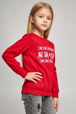 Різдвяний червоний світшот для дівчаток з оленями (UKRS-6611D), 152, трикотаж
