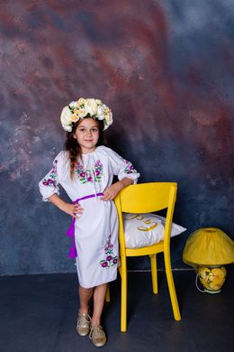Вишите біле плаття Лілея для дівчинки (OS-0437), 2 роки, габардин