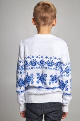Вязаный белый с оленями свитер для мальчика (UKRS-6624), 122, шерсть, акрил
