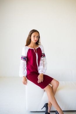 Комплект українського одягу жіночого спідниця трикотажна і вишита блузка (ЛА-18), 42