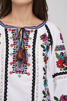 Жіноча вишивана блузка на домотканому полотні (GNM-02792), 40, домоткане полотно