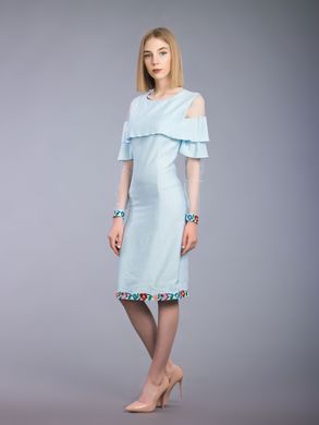 Вышитое летнее платье с цветами для женщин (D-079-01), 40, лен