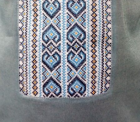 Блакитна вишиванка із льону або полотна з орнаментом ручної роботи для чоловіків (GNM-01627), 50, льон