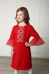 Вишите трикотажне плаття червоне для дівчинки Райдуга (PLd-150-123-Tr), 110, трикотаж