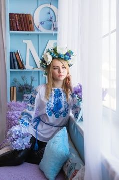 Вишиванка жіноча Діамант (OS-0185), 42, домоткане полотно