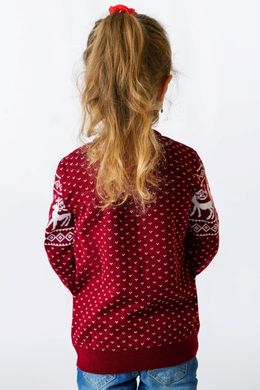 Різдвяний червоний светр з оленями для дівчаток (FM-0102), 116, шерсть/акрил