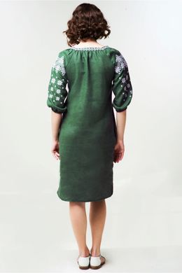 Жіноча зелена сукня з вишивкою (FM-0020), XS, льон