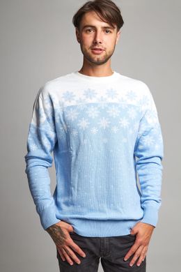 Семейные голубые свитера Снежинки (UKRS-8852-9951-6626-6626), шерсть, акрил
