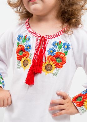 Національний вишитий костюм "Український букет" з оніксу та габардину для дівчаток (KSs-557-005-O), 110