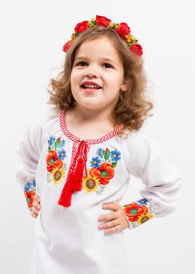 Национальный вышитый костюм "Украинский букет" из оникса и габардина для девочек (KSs-557-005-O), 110