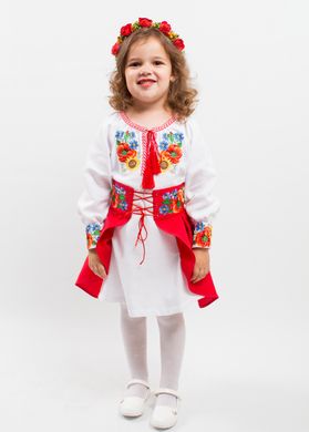 Національний вишитий костюм "Український букет" з оніксу та габардину для дівчаток (KSs-557-005-O), 110