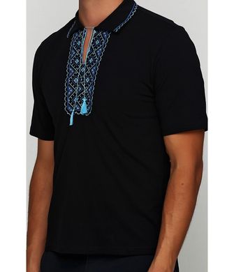Мужская вышитая футболка крестиком с воротником «Поло» (М-612-2), S