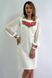 Неперевершена вишита сукня "Подих троянди" із трикотажу молочного кольору для жінок (PL-009-061-Tr), 42