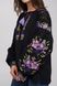 Женская вышитая блузка вышитая на черном домотканом полотне "Бохо" (GNM-02799), 40, домотканое полотно