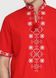Алая летняя рубашка с коротким рукавом и геометрическим орнаментом для мужчин (chsv-49-01), 40, лен