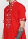 Червона літня сорочка з коротким рукавом та геометричним орнаментом для чоловіків (chsv-49-01), 40, льон