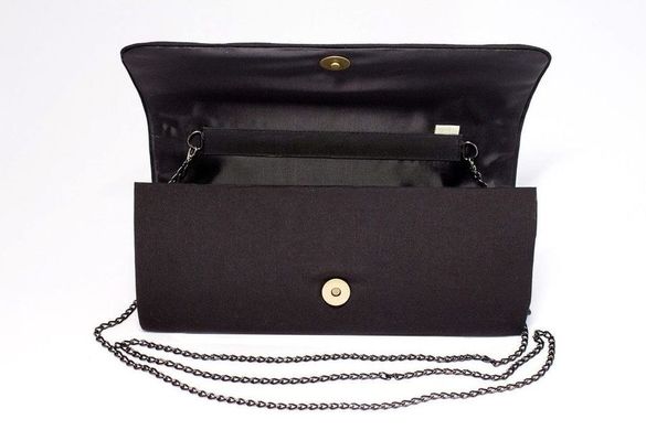 Изумительный клатч из чёрного мэмори-коттона с вышивкой "Васильковые мечты" для женщин (KL-011-017-ch)