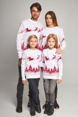 Семейные белые свитера с оленями (UKRS-8842-9942-6629-6629), шерсть, акрил