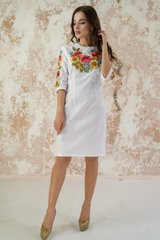 Незрівняна біла сукня "Український букет" з квітковою вишивкою iз оніксу для жінок (PL-022-005-О), 42