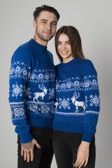 Сині парні дорослі светри з оленями (UKRS-8853-9952), шерсть, акрил