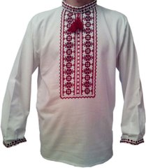 Класична українська вишиванка із білого домотканого полотна "Подільська" для чоловіків (GNM-00386), 42