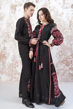 Парний чорний вишитий комплект Фортуна (KMр-520-168-L)