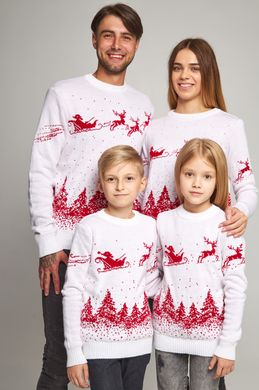 Семейные белые свитера с оленями (UKRS-8842-9942-6629-6629), шерсть, акрил
