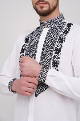 Чоловіча вишита сорочка на домотканому полотні (GNM-02798), 40, домоткане полотно