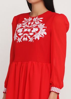 Святкова червона сукня (gpv-47-01), 40, льон, тіар