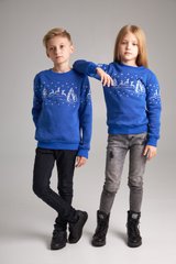 Парные детские синие свитшоты с оленями (UKRS-6620), трикотаж
