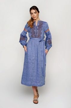 Жіноча вишита сукня Denim UKR-4199, L, льон