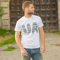 Модна біла чоловіча футболка з національним принтом "UA" (20102021-561), 48