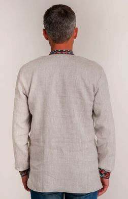 Чоловіча сорочка з натурального сірого льону (FM-0730), S, льон