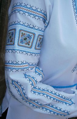 Блузка-вышиванка "Американка" с геометрическим орнаментом для женщин (GNM-01367), 38, домотканое полотно
