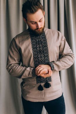 Красивая мужская рубашка с длинным рукавом (S-115-02), 40, лен