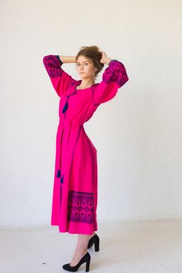 Рожева сукня-бохо із старовинною вишивкою (ЛА-11), 42