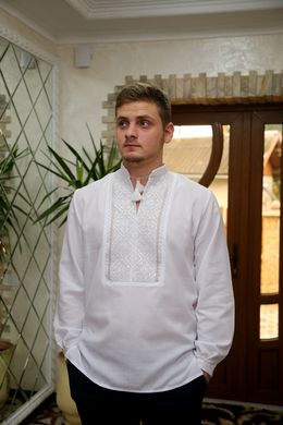 Вишита чоловіча сорочка в полтавському стилі (GNM-00228), 42, льон