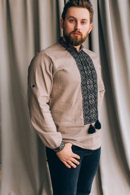 Красивая мужская рубашка с длинным рукавом (S-115-02), 40, лен